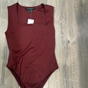 Burgundy Flattering Fit Square Neck Bodysuit